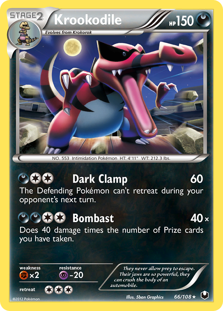 Krookodile 66/108 Pokémon Dark Explorers (2012) English card — catalogue reference