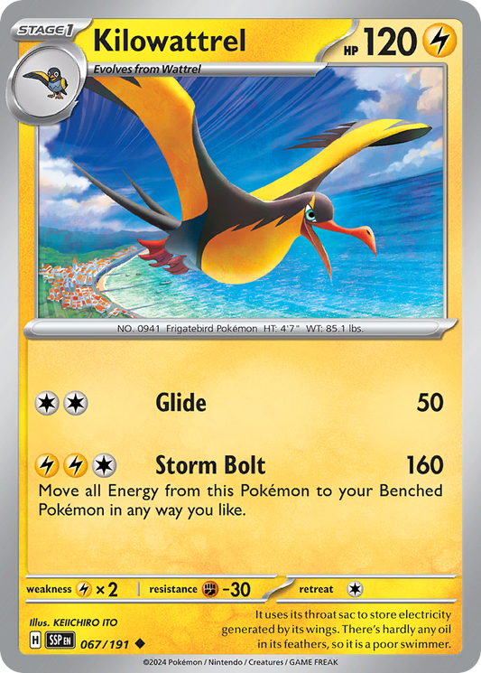 Pokemon Kilowattrel Surging Sparks 067/191