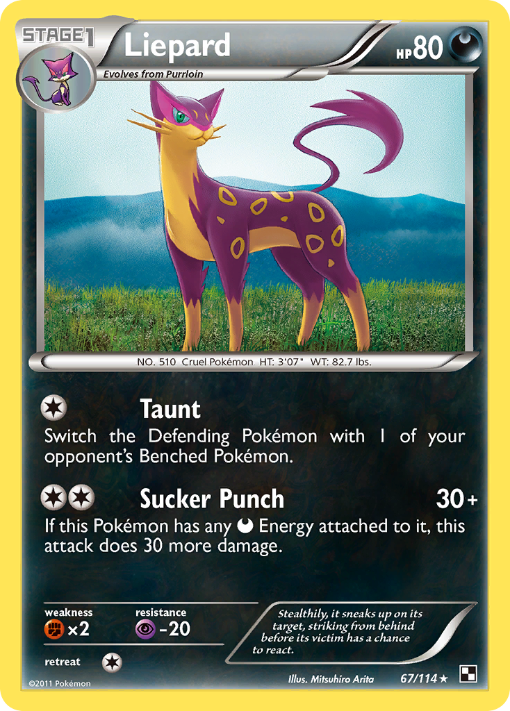 Liepard 67/114 Pokémon Black & White (2011) English card — catalogue reference