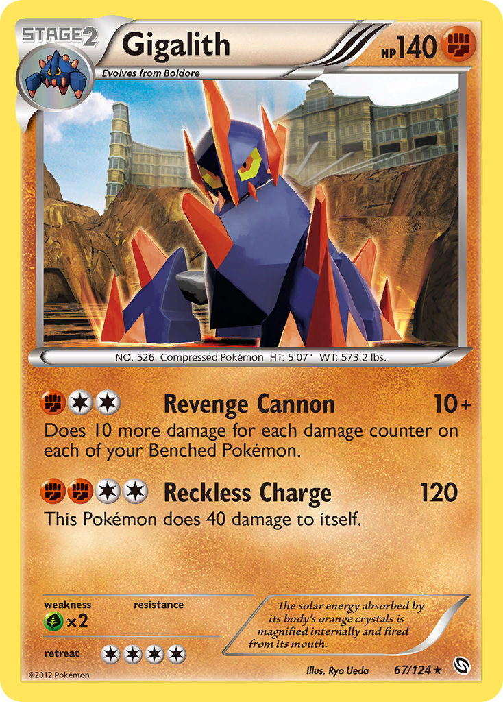 Gigalith 67/124 Pokémon Dragons Exalted (2012) English card — catalogue reference