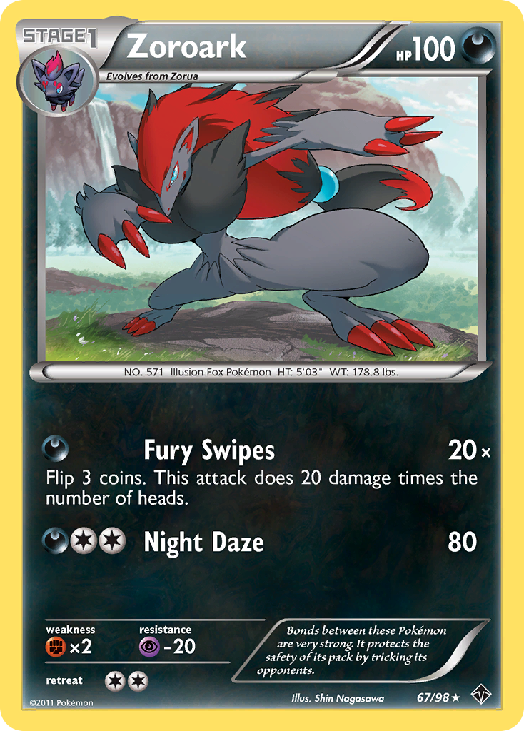 Zoroark 67/98 Pokémon Emerging Powers (2011) English card — catalogue reference