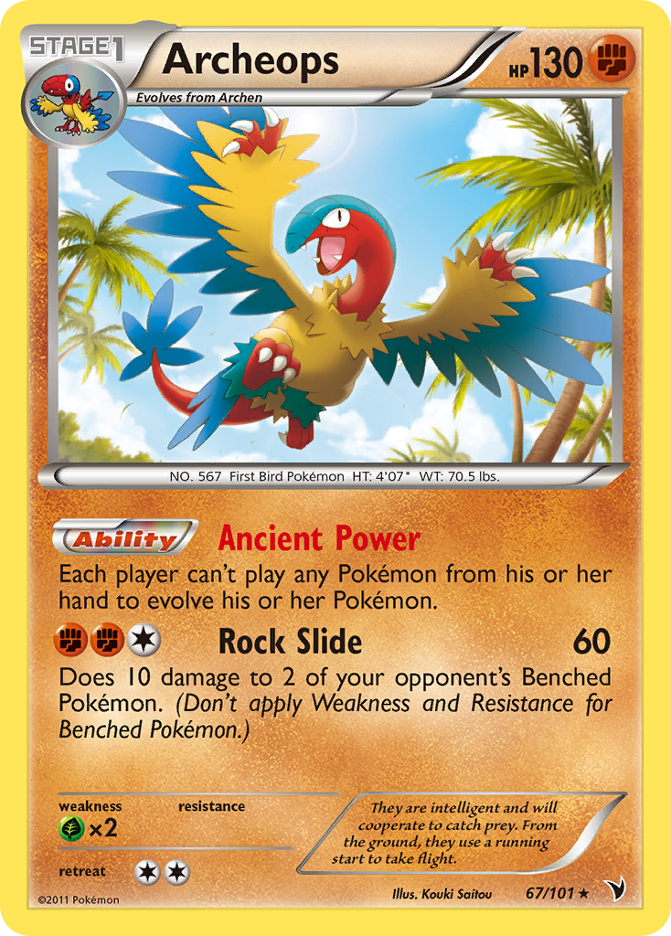 Archeops 67/101 Pokémon Noble Victories (2011) English card — catalogue reference