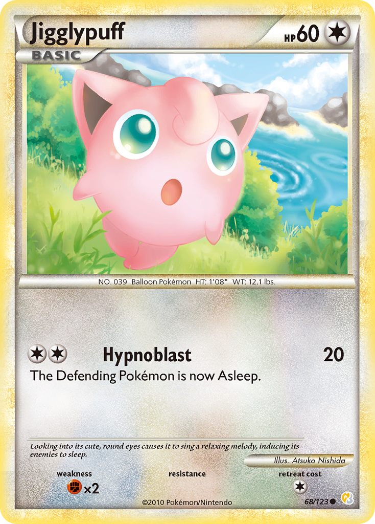 Jigglypuff 68/123 Pokémon HeartGold & SoulSilver (2010) English card — catalogue reference