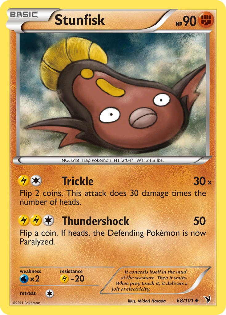 Stunfisk 68/101 Pokémon Noble Victories (2011) English card — catalogue reference