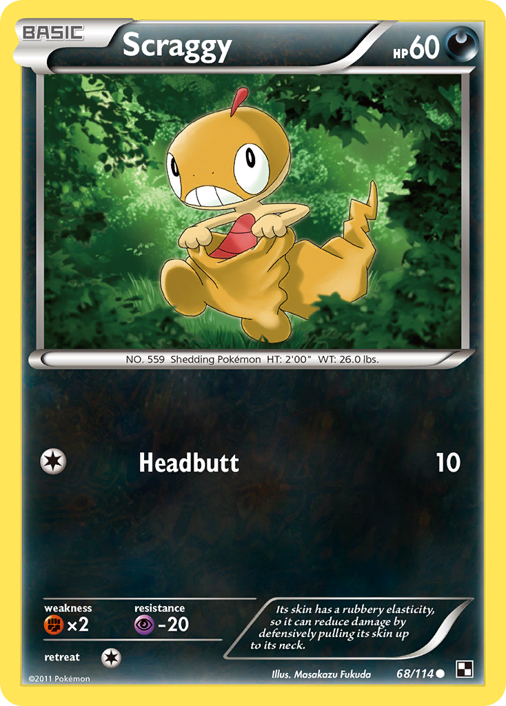 Scraggy 68/114 Pokémon Black & White (2011) English card — catalogue reference