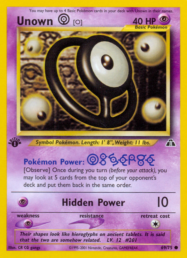 Unown [O] 69/75 — Pokémon Neo Discovery