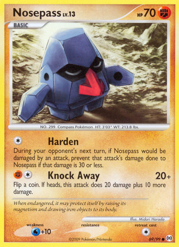 Nosepass 69/99 Pokémon Arceus (2009) English card — catalogue reference