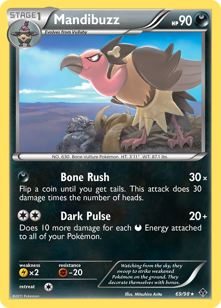 Mandibuzz 69/98 Pokémon Emerging Powers (2011) English card — catalogue reference