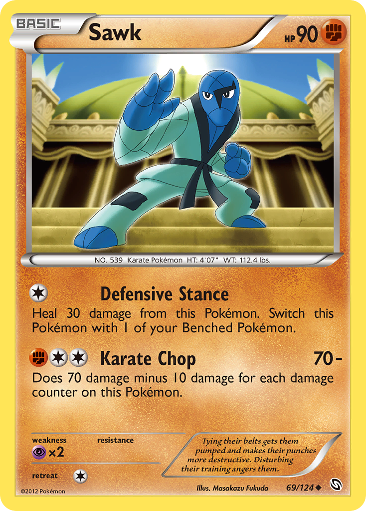 Sawk 69/124 Pokémon Dragons Exalted (2012) English card — catalogue reference