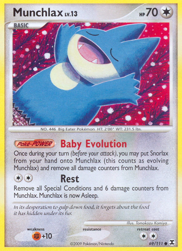 Munchlax 69/111 Pokémon Rising Rivals (2009) English card — catalogue reference