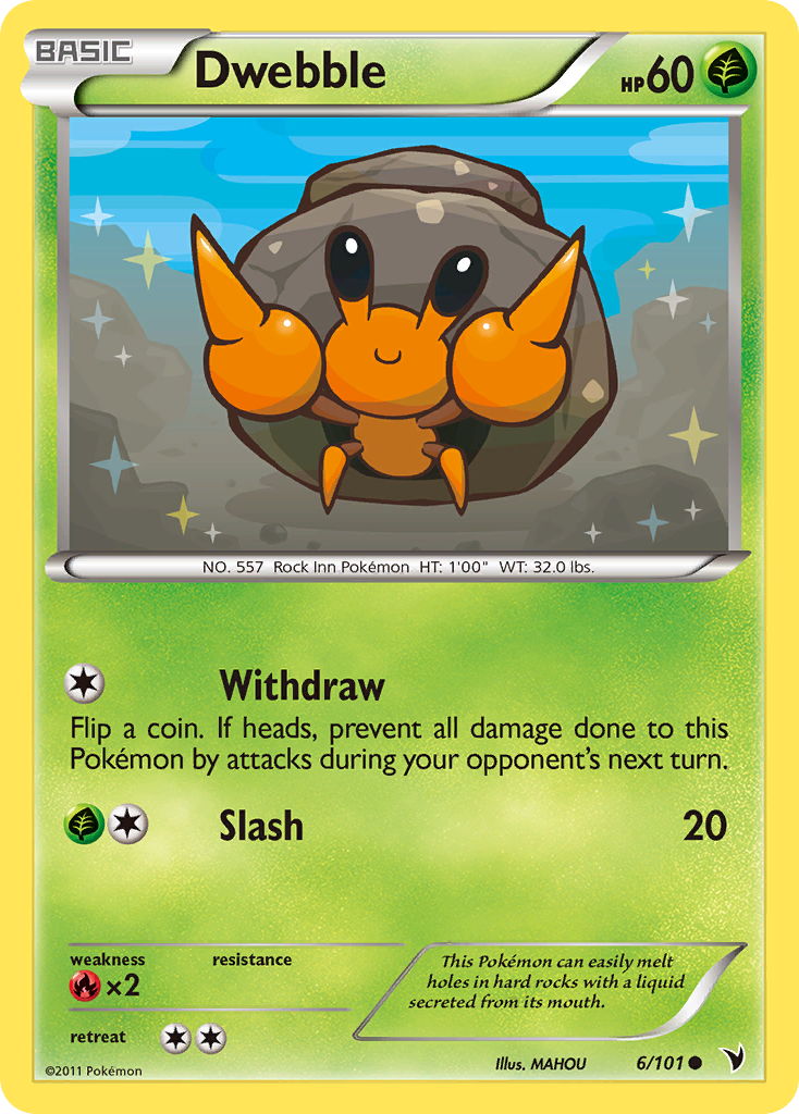 Dwebble 6/101 Pokémon Noble Victories (2011) English card — catalogue reference
