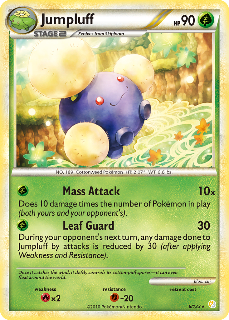 Jumpluff 6/123 Pokémon HeartGold & SoulSilver (2010) English card — catalogue reference