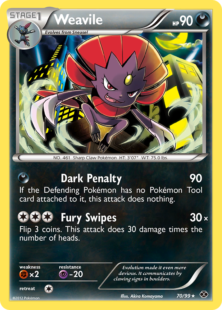 Weavile 70/99 Pokémon Next Destinies (2012) English card — catalogue reference