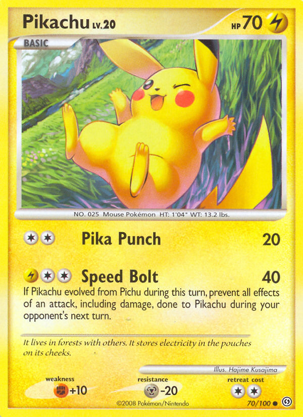 Pikachu 70/100 Pokémon Stormfront (2008) English card — catalogue reference