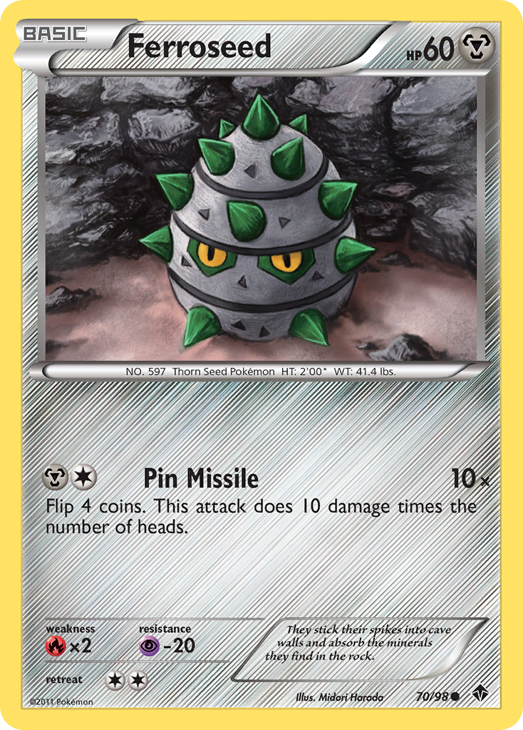 Ferroseed 70/98 Pokémon Emerging Powers (2011) English card — catalogue reference