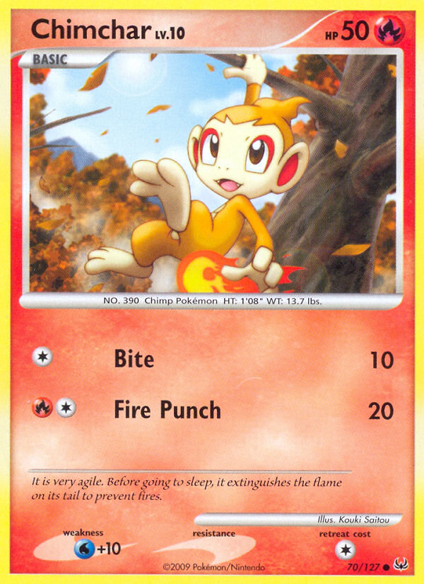Chimchar 70/127 Pokémon Platinum (2009) English card — catalogue reference