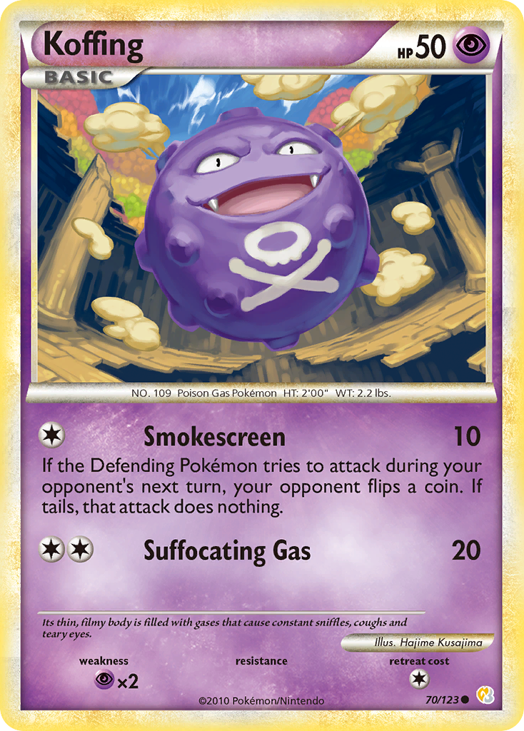 Koffing 70/123 Pokémon HeartGold & SoulSilver (2010) English card — catalogue reference