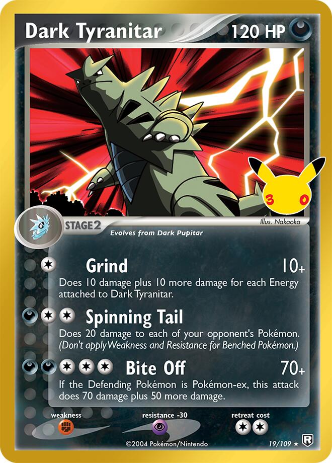 Dark Tyranitar 19/109 — Pokémon 30th Celebration Classic Collection catalogue reference