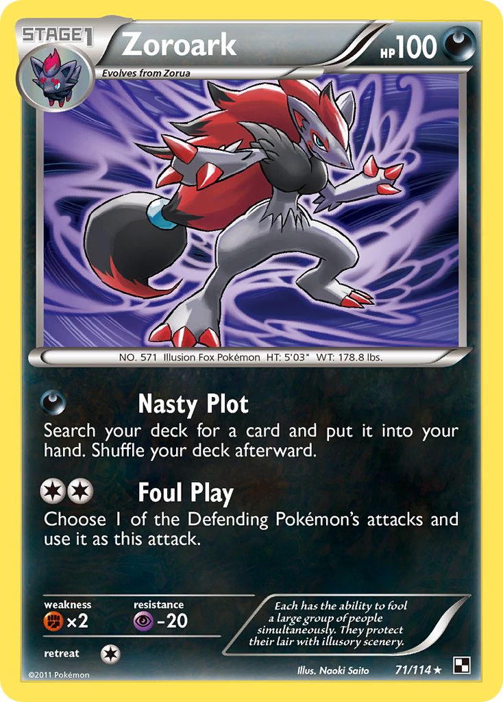 Zoroark 71/114 Pokémon Black & White (2011) English card — catalogue reference