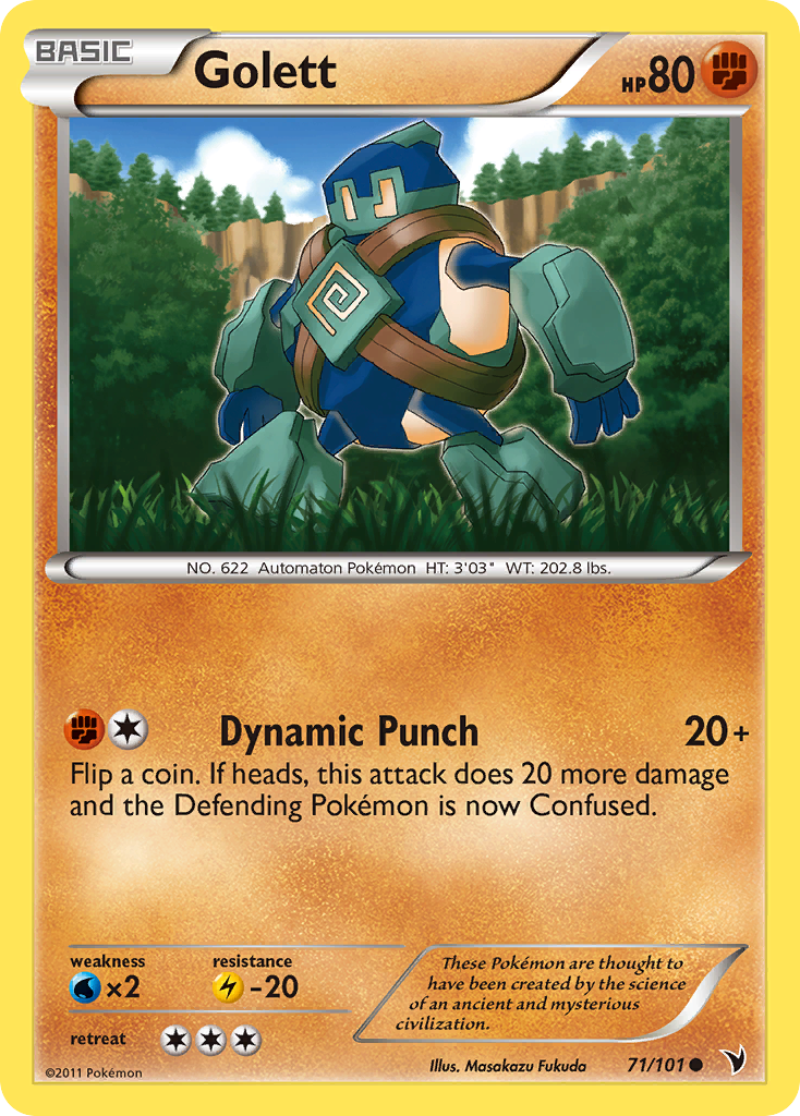 Golett 71/101 Pokémon Noble Victories (2011) English card — catalogue reference
