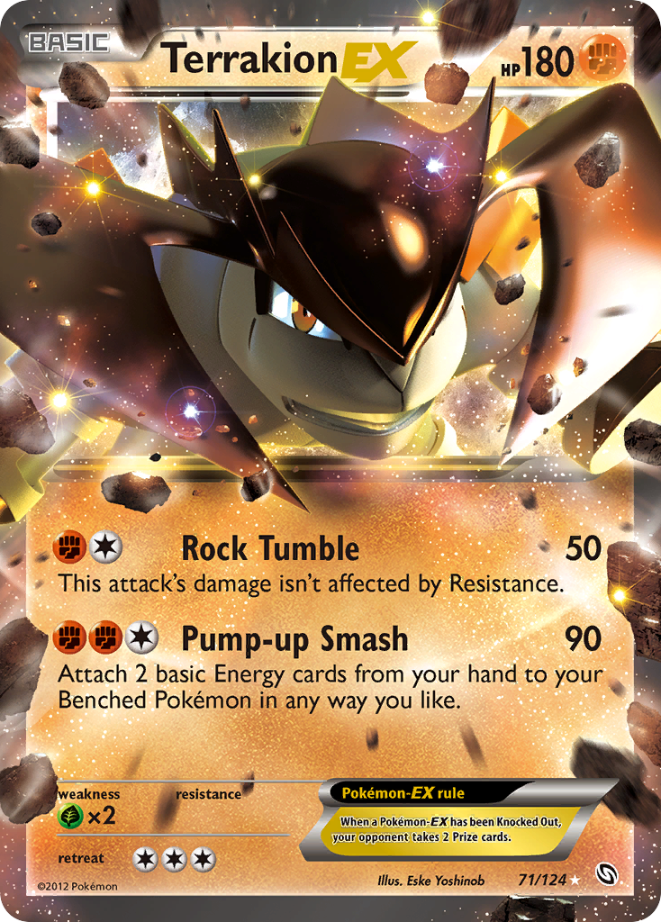 Terrakion-EX 71/124 Pokémon Dragons Exalted (2012) English card — catalogue reference