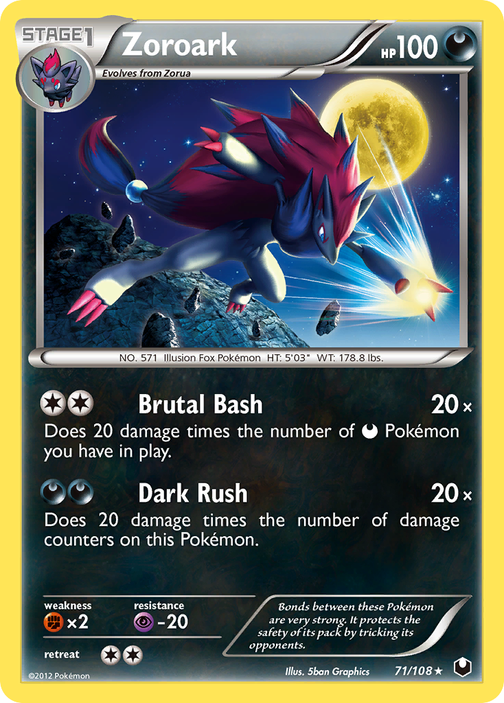 Zoroark 71/108 Pokémon Dark Explorers (2012) English card — catalogue reference