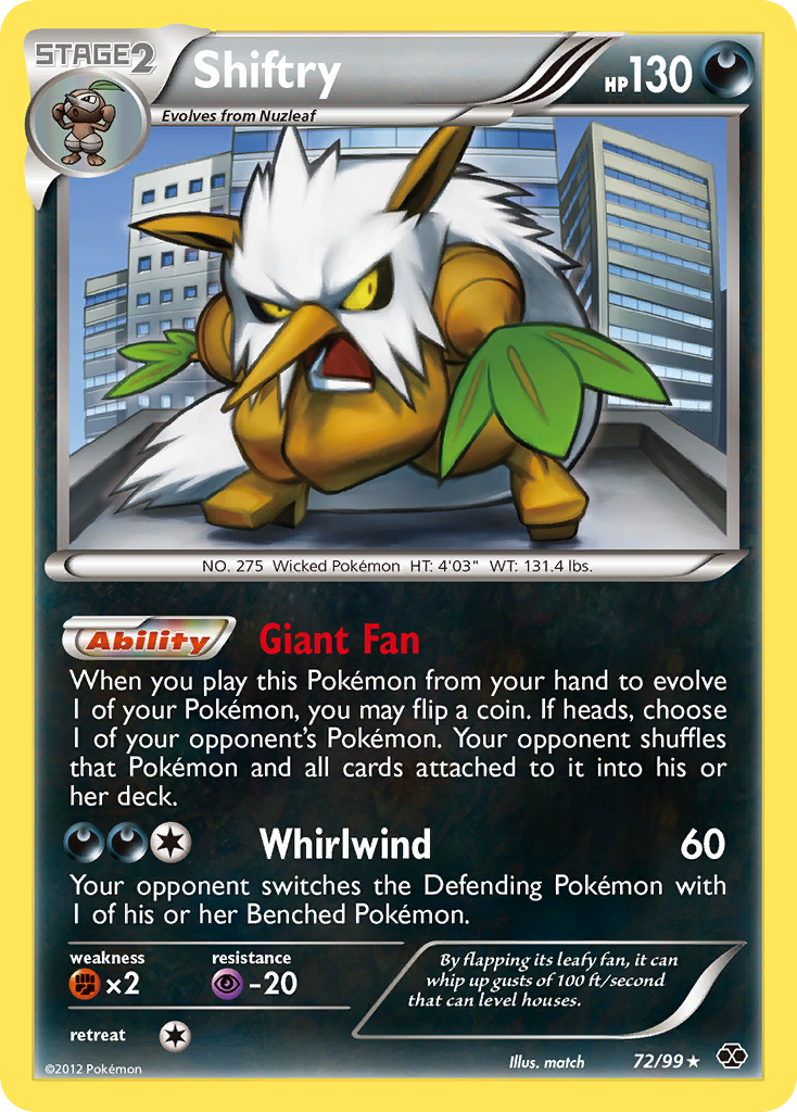 Shiftry 72/99 Pokémon Next Destinies (2012) English card — catalogue reference
