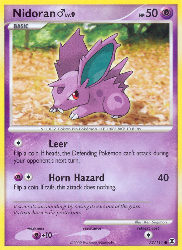 Nidoran ♂ 72/111 Pokémon Rising Rivals (2009) English card — catalogue reference