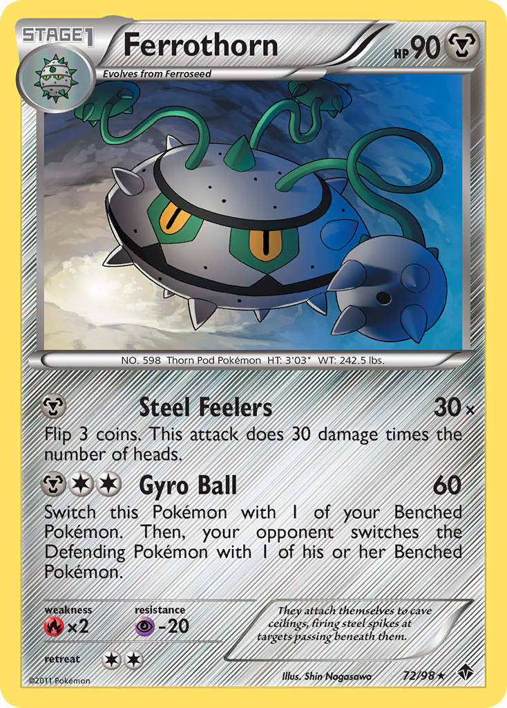 Ferrothorn 72/98 Pokémon Emerging Powers (2011) English card — catalogue reference