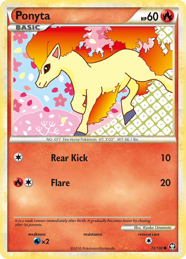 Ponyta 72/102 Pokémon Triumphant (2010) English card — catalogue reference