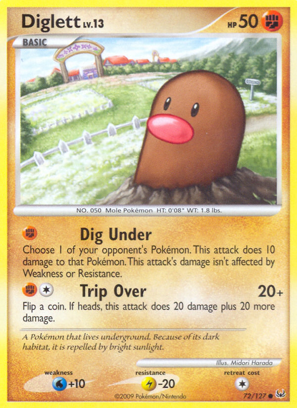 Diglett 72/127 Pokémon Platinum (2009) English card — catalogue reference