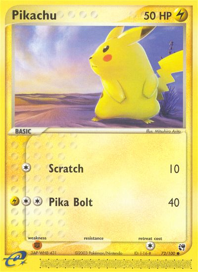 Pikachu 72/100 — Pokémon EX Sandstorm