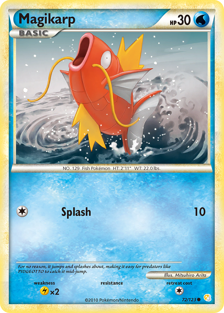 Magikarp 72/123 Pokémon HeartGold & SoulSilver (2010) English card — catalogue reference