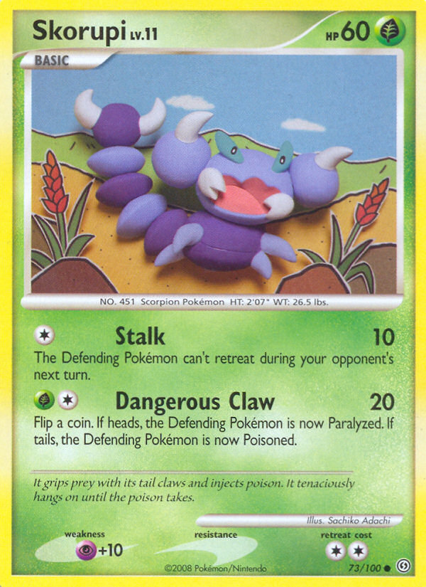 Skorupi 73/100 Pokémon Stormfront (2008) English card — catalogue reference