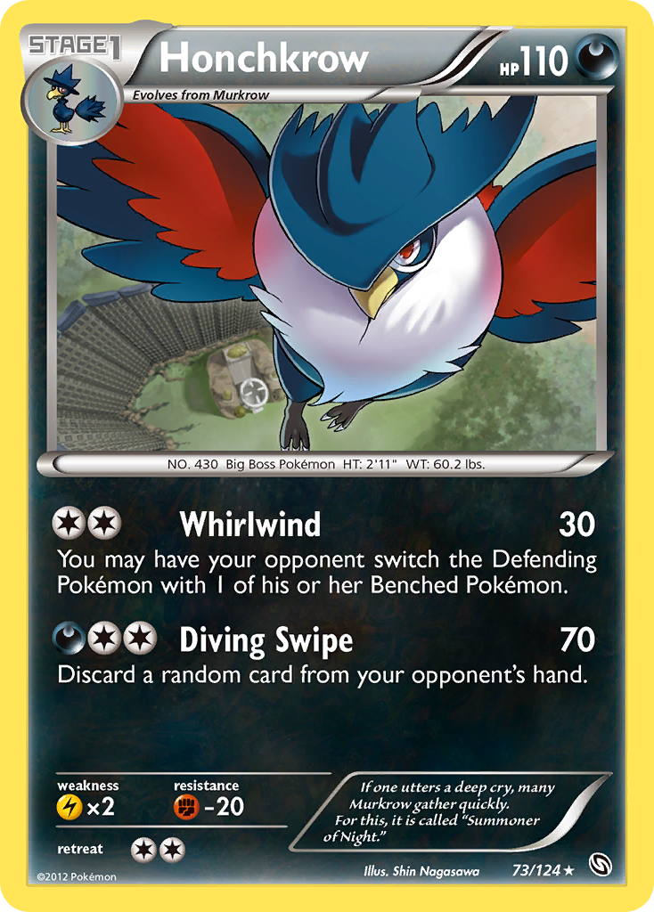 Honchkrow 73/124 Pokémon Dragons Exalted (2012) English card — catalogue reference