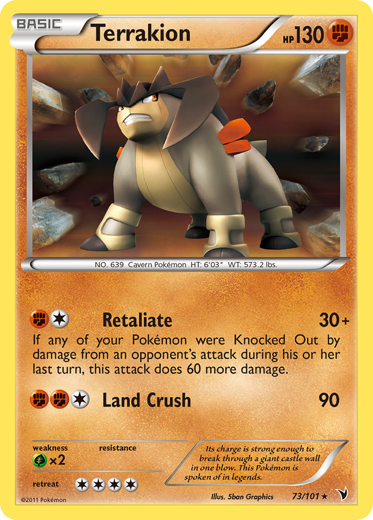 Terrakion 73/101 Pokémon Noble Victories (2011) English card — catalogue reference