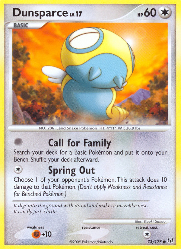 Dunsparce 73/127 Pokémon Platinum (2009) English card — catalogue reference