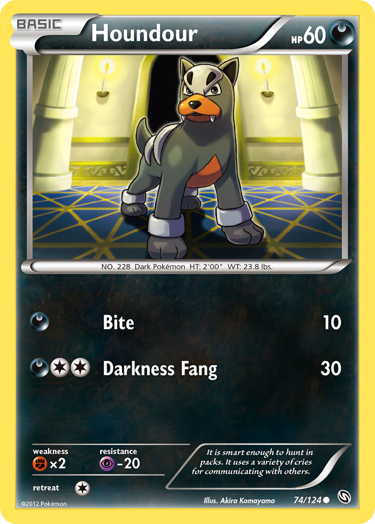 Houndour 74/124 Pokémon Dragons Exalted (2012) English card — catalogue reference