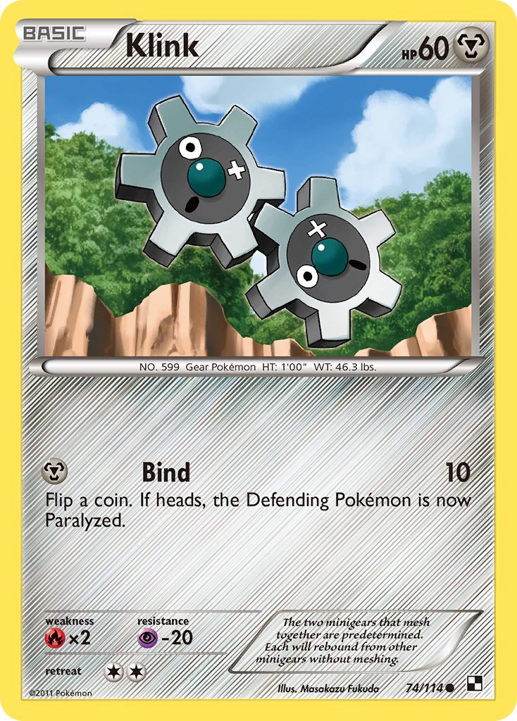 Klink 74/114 Pokémon Black & White (2011) English card — catalogue reference