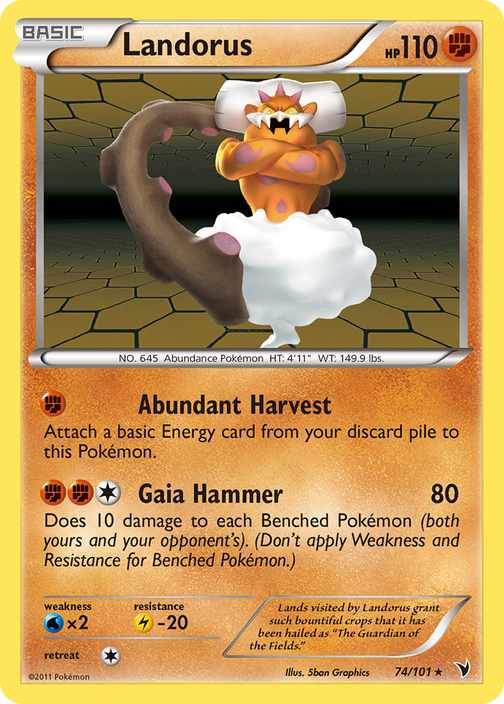 Landorus 74/101 Pokémon Noble Victories (2011) English card — catalogue reference
