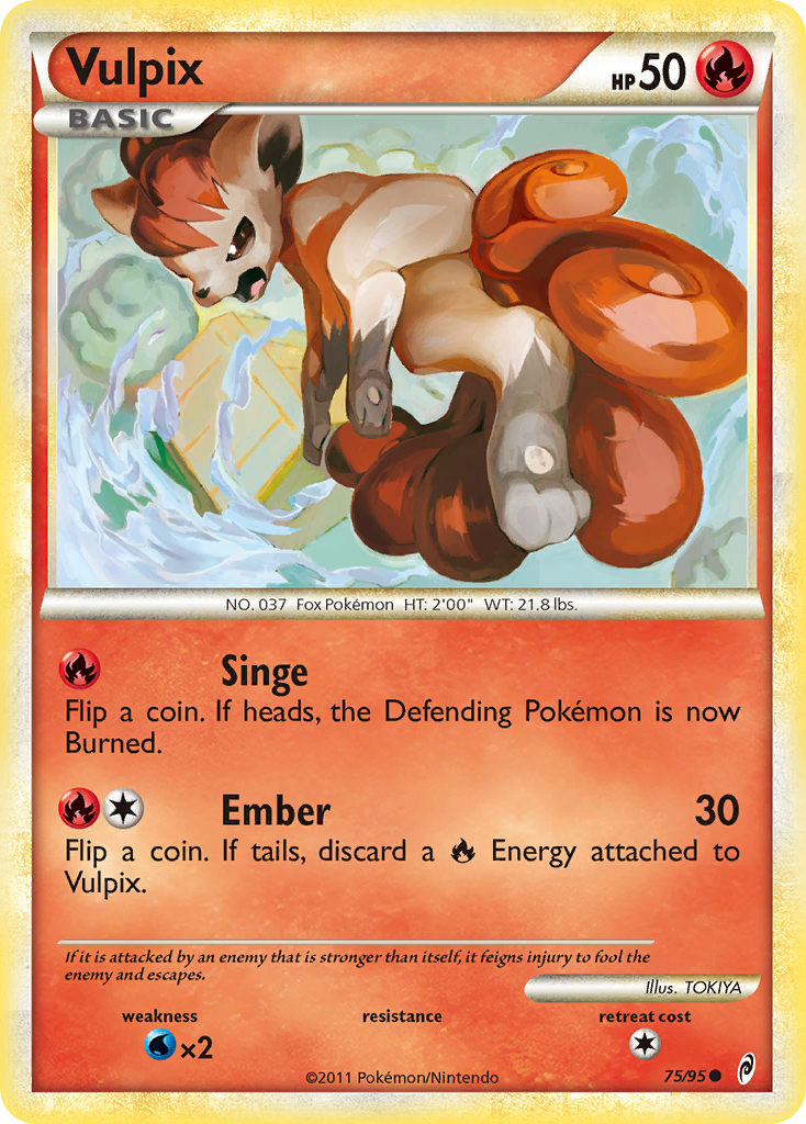 Vulpix 75/95 Pokémon Call of Legends (2011) English card — catalogue reference