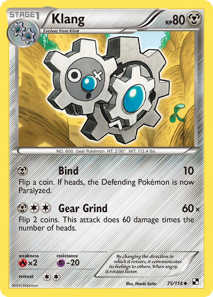 Klang 75/114 Pokémon Black & White (2011) English card — catalogue reference
