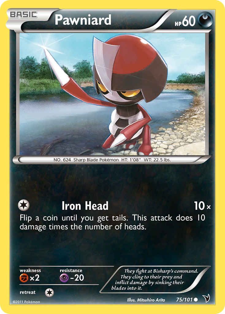 Pawniard 75/101 Pokémon Noble Victories (2011) English card — catalogue reference