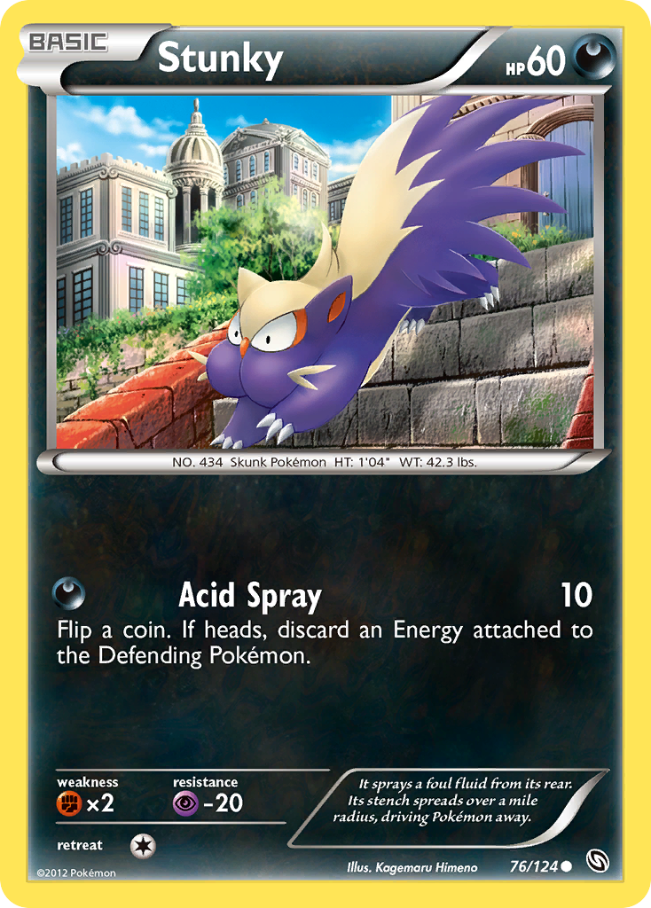 Stunky 76/124 Pokémon Dragons Exalted (2012) English card — catalogue reference
