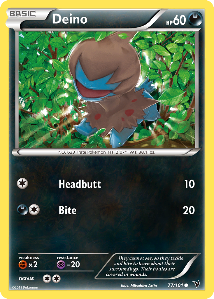 Deino 77/101 Pokémon Noble Victories (2011) English card — catalogue reference