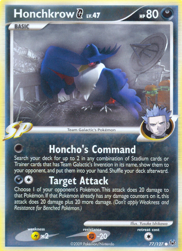 Honchkrow G 77/127 Pokémon Platinum (2009) English card — catalogue reference