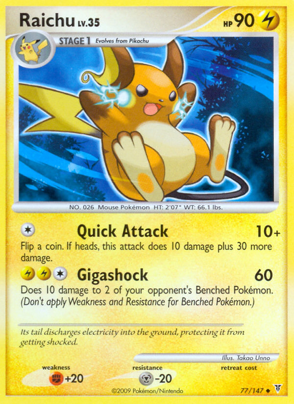 Raichu 77/147 Pokémon Supreme Victors (2009) English card — catalogue reference