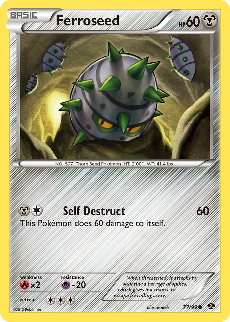 Ferroseed 77/99 Pokémon Next Destinies (2012) English card — catalogue reference