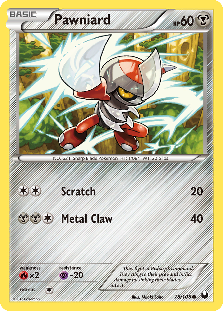 Pawniard 78/108 Pokémon Dark Explorers (2012) English card — catalogue reference