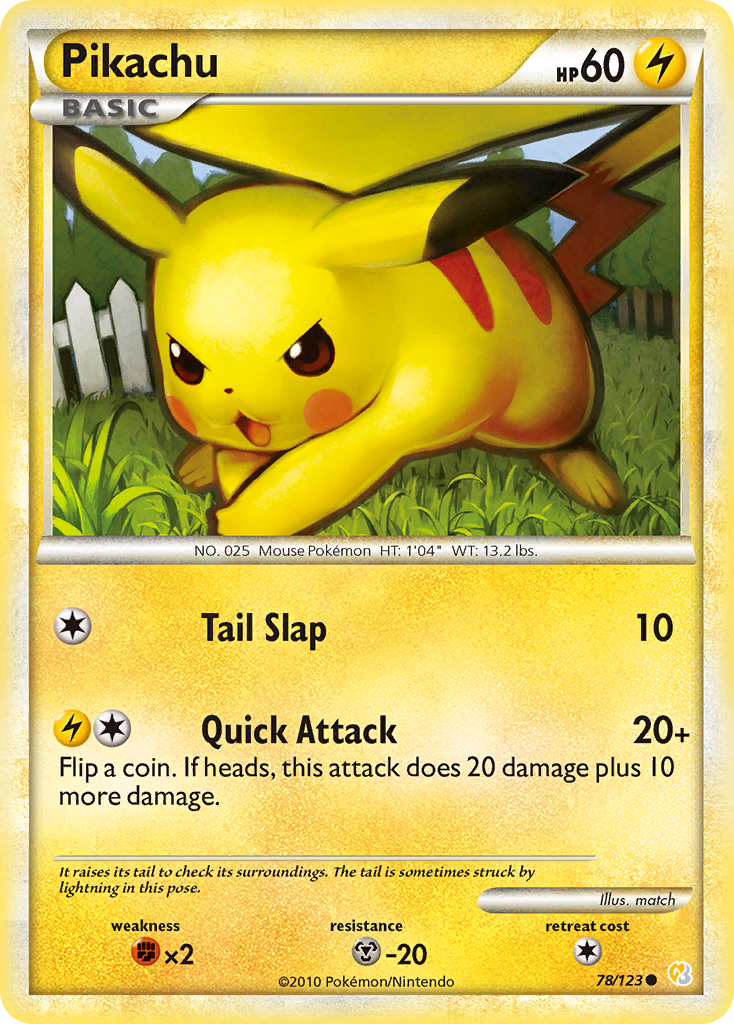 Pikachu 78/123 Pokémon HeartGold & SoulSilver (2010) English card — catalogue reference